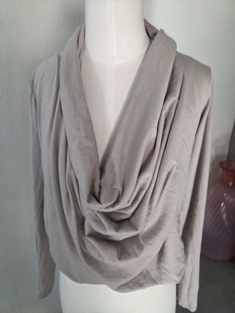 Draped Cowl Neck Women's Sweater - Taupe 100% Soft cotton